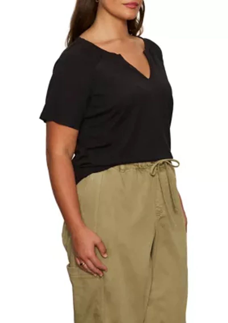 Plus Split Neck T-Shirt