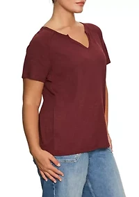 Plus Split Neck T-Shirt