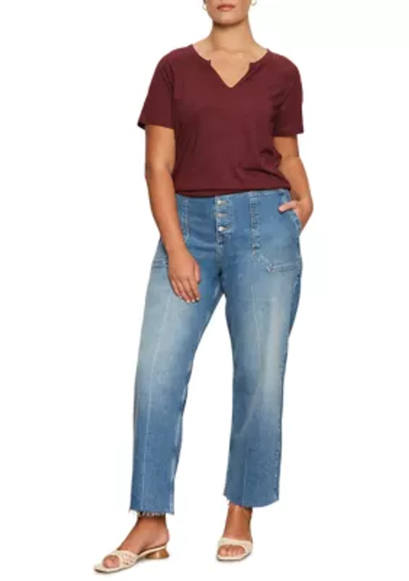 Plus Split Neck T-Shirt