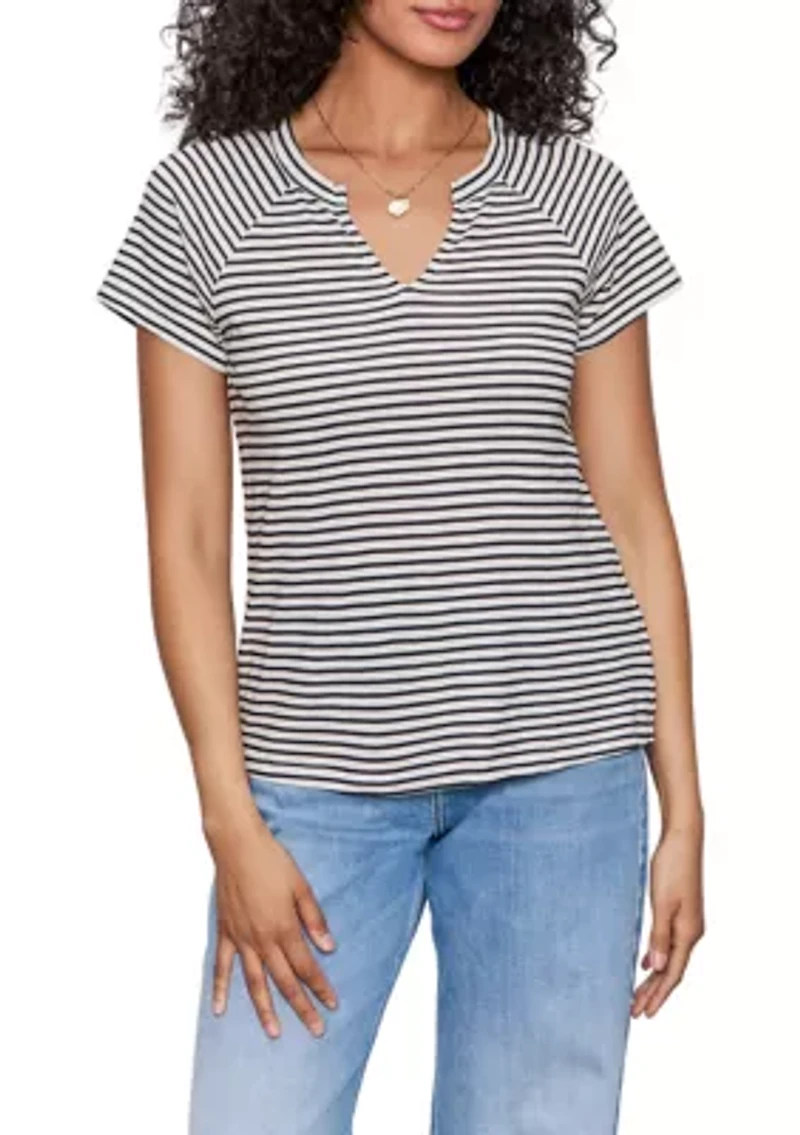 Women's Short Sleeve Notch Neck T-Shirt