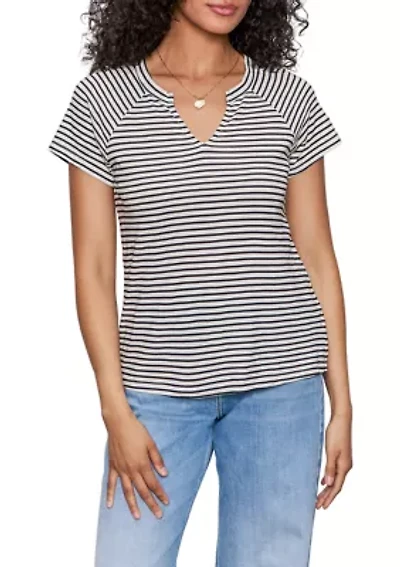 Women's Short Sleeve Notch Neck T-Shirt