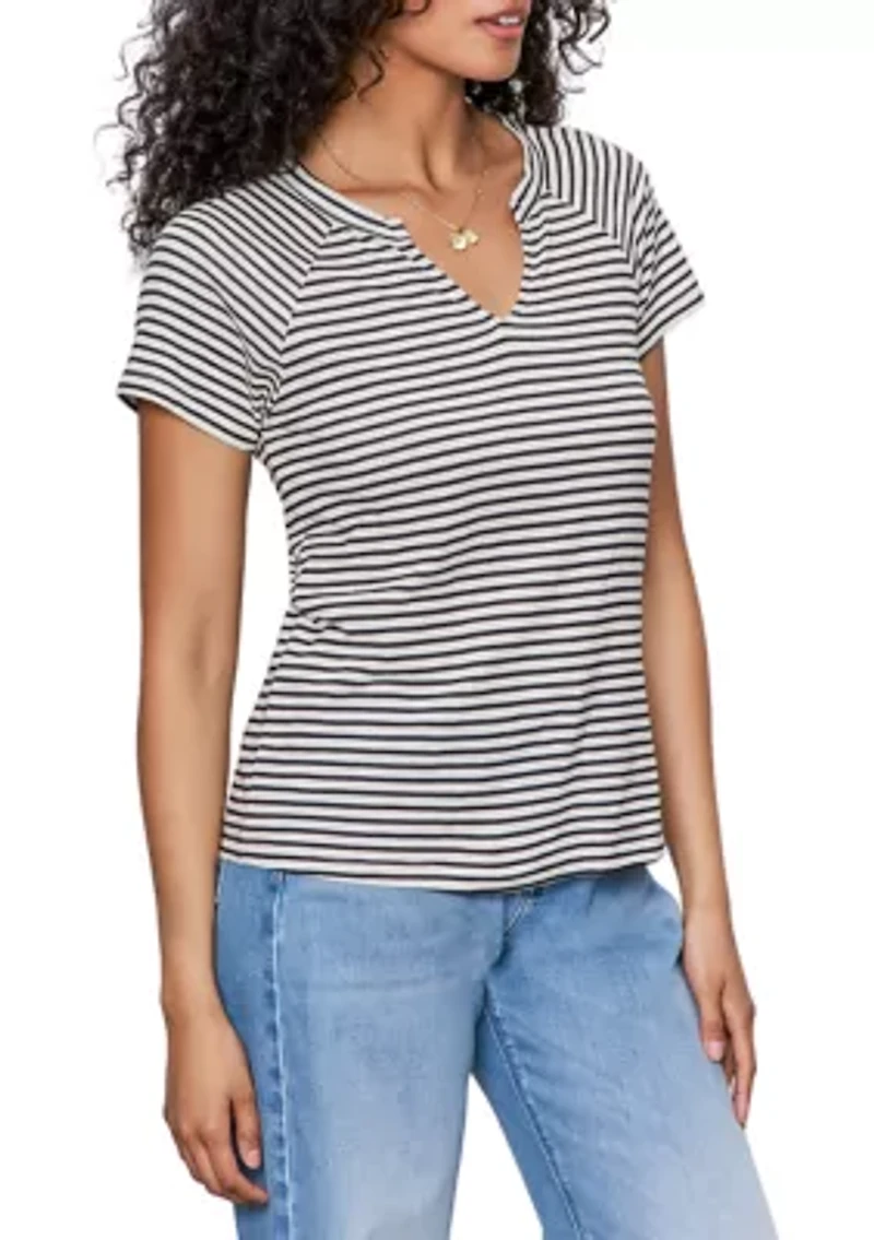Women's Short Sleeve Notch Neck T-Shirt