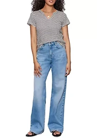 Women's Short Sleeve Notch Neck T-Shirt