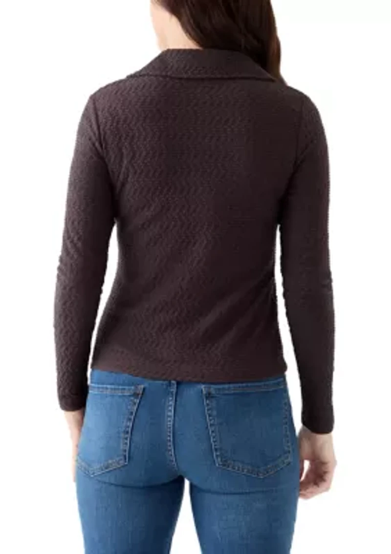 Women's Dreamgirl Textured Knit Button Up Top