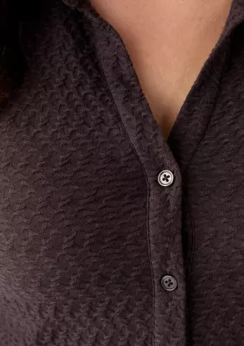 Women's Dreamgirl Textured Knit Button Up Top