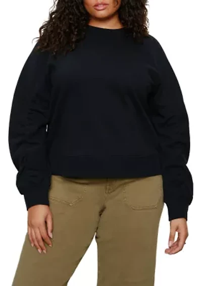Plus Shirred Sleeve Sweatshirt
