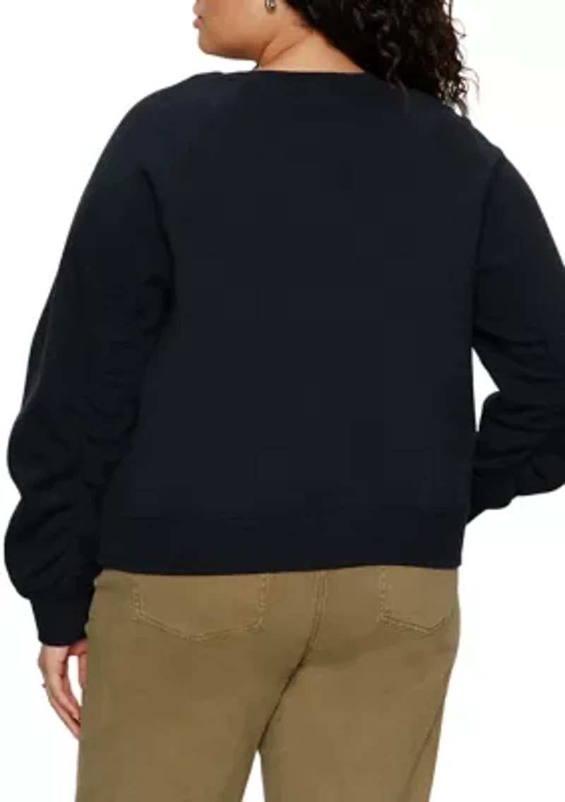 Plus Shirred Sleeve Sweatshirt