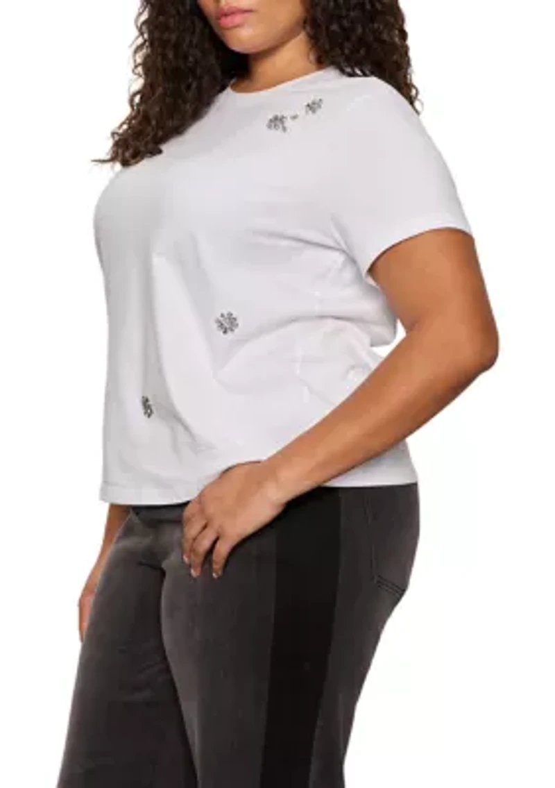 Plus Short Sleeve Embellished T-Shirt