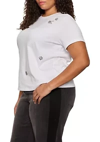 Plus Short Sleeve Embellished T-Shirt