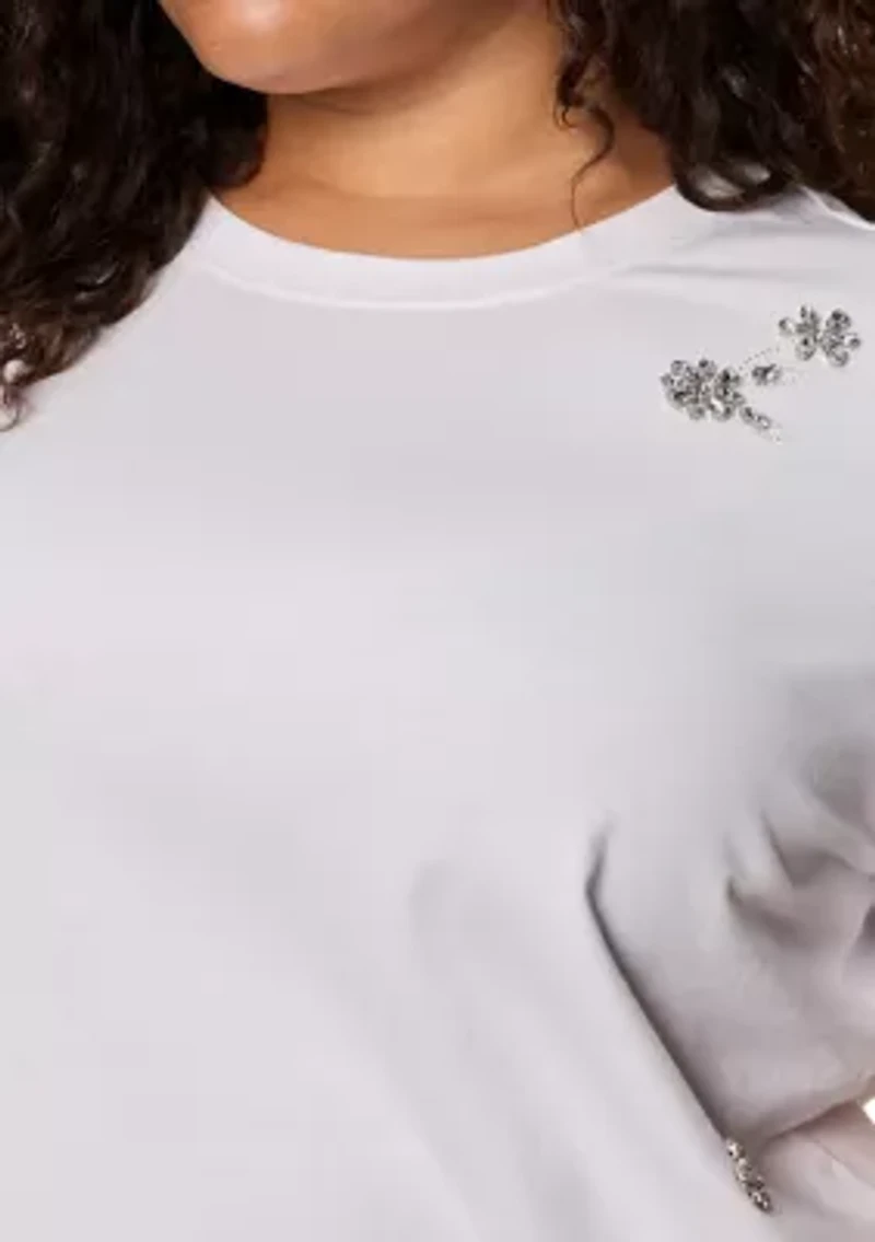 Plus Short Sleeve Embellished T-Shirt