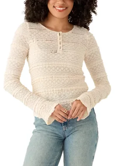 Women's Lovely Lace Button Front Top