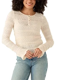 Women's Lovely Lace Button Front Top