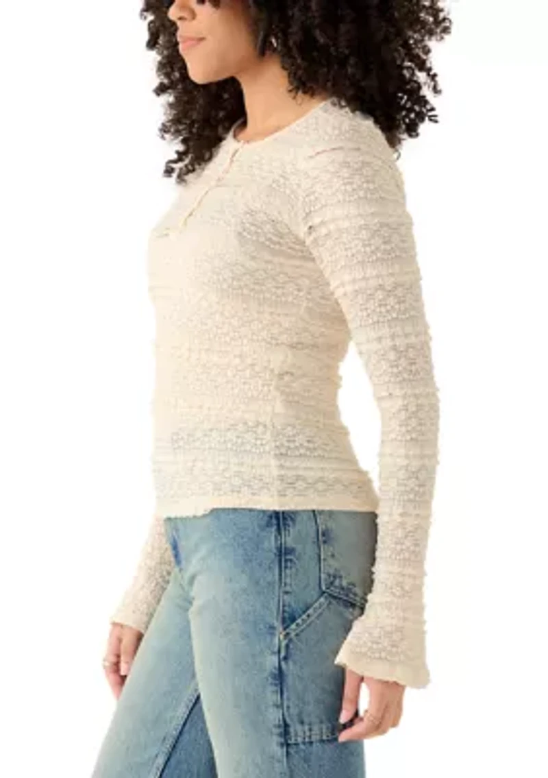 Women's Lovely Lace Button Front Top