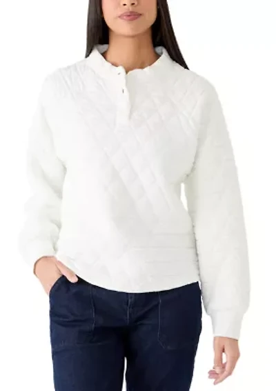 Women's Quilted Button Popover Top