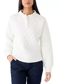Women's Quilted Button Popover Top