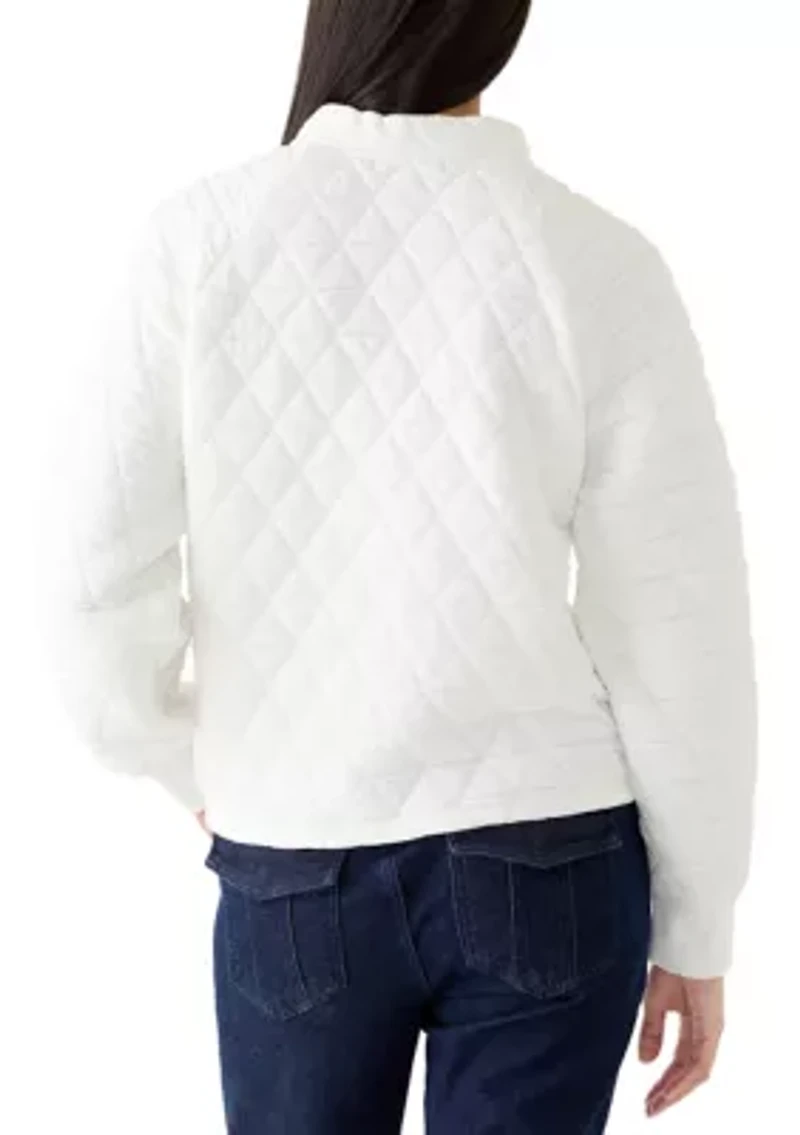 Women's Quilted Button Popover Top