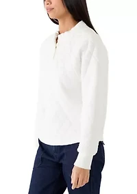 Women's Quilted Button Popover Top