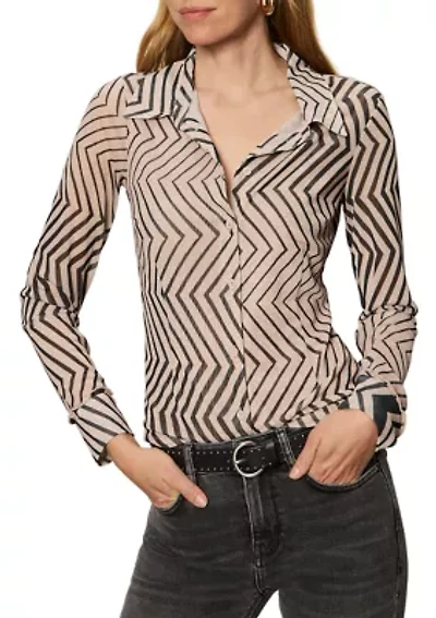 Women's Long Sleeve Button Front Femme Knit Top