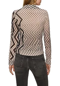 Women's Long Sleeve Button Front Femme Knit Top