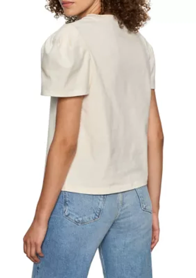 Women's Puff Sleeve Pleated Top