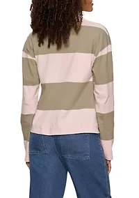 Women's Long Sleeve Rugby Tie Front Shirt