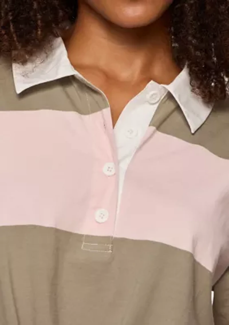 Women's Long Sleeve Rugby Tie Front Shirt