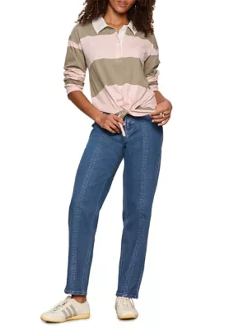 Women's Long Sleeve Rugby Tie Front Shirt