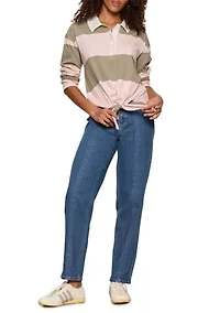 Women's Long Sleeve Rugby Tie Front Shirt