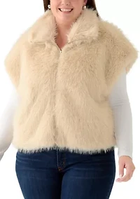 Plus Silky Faux Fur Vest