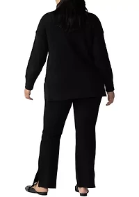 Plus V-Neck Teddy Sweater