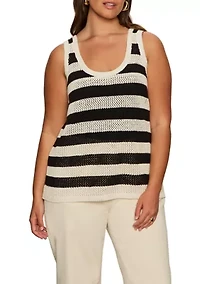 Plus Sleeveless Mesh Stitch Shell Top