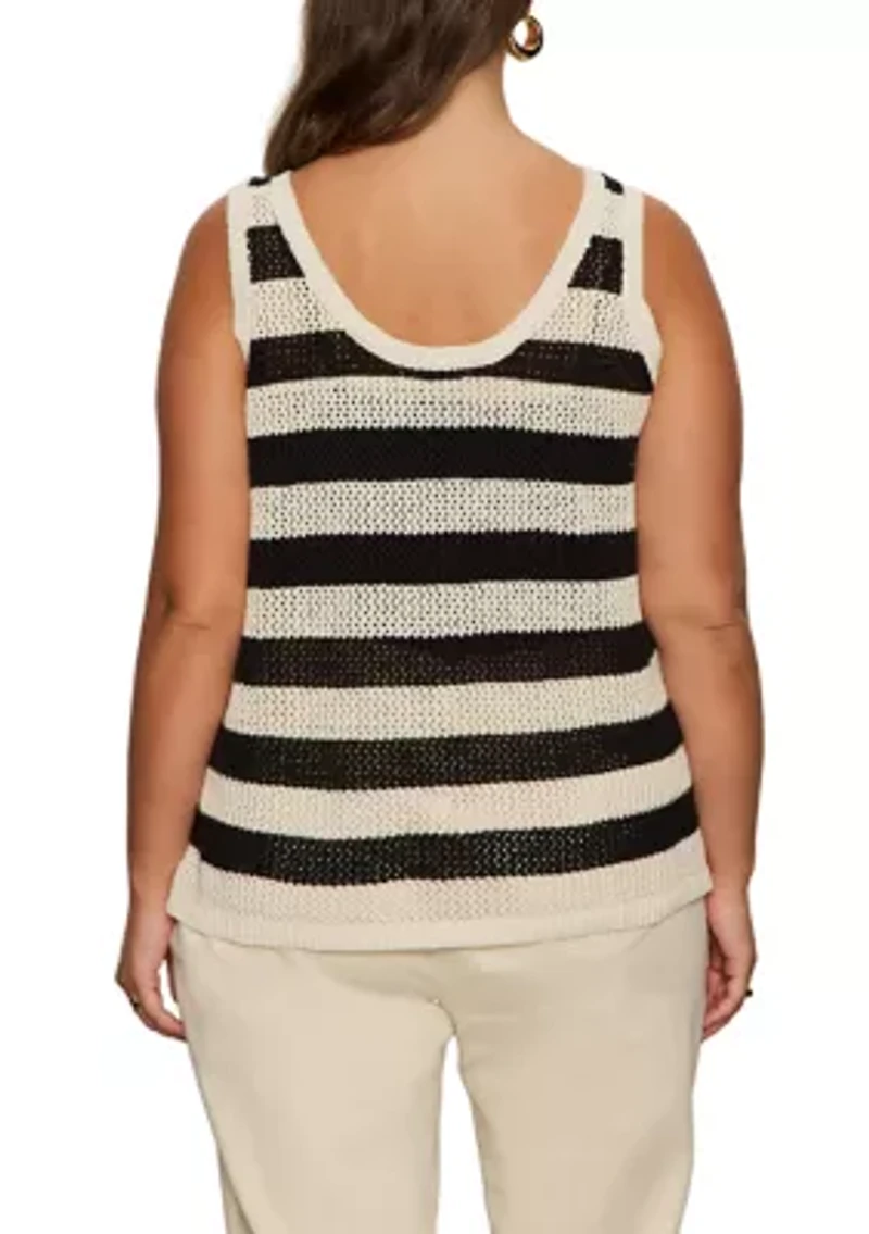 Plus Sleeveless Mesh Stitch Shell Top
