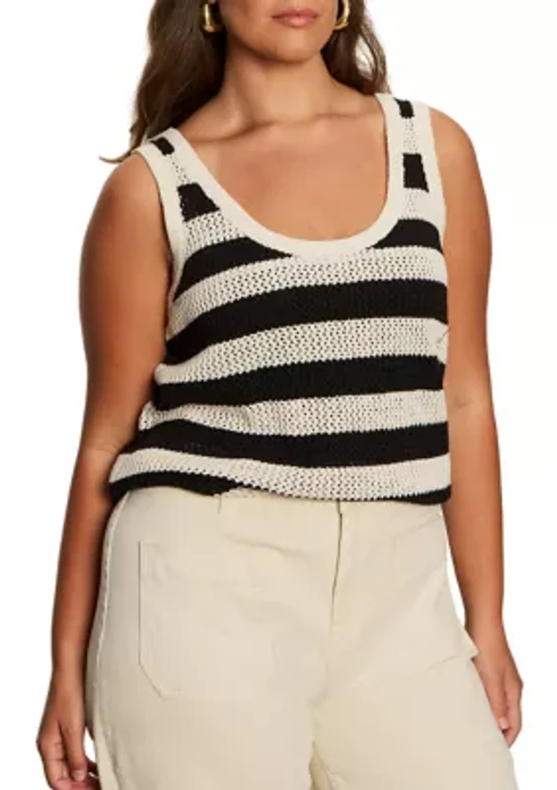 Plus Sleeveless Mesh Stitch Shell Top