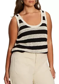 Plus Sleeveless Mesh Stitch Shell Top