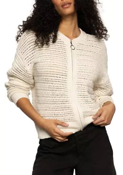 Women's Open Knit Bomber Cardigan