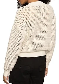 Women's Open Knit Bomber Cardigan