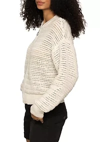 Women's Open Knit Bomber Cardigan