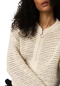 Women's Open Knit Bomber Cardigan