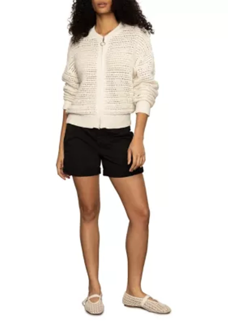 Women's Open Knit Bomber Cardigan
