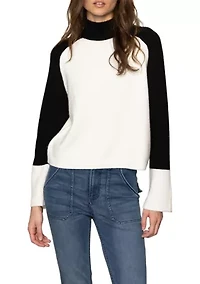 Women's Long Sleeve Two-Tone Mock Neck Downtown Sweater
