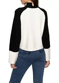 Women's Long Sleeve Two-Tone Mock Neck Downtown Sweater