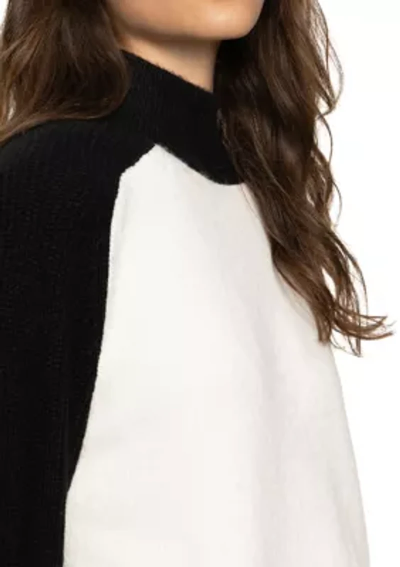 Women's Long Sleeve Two-Tone Mock Neck Downtown Sweater