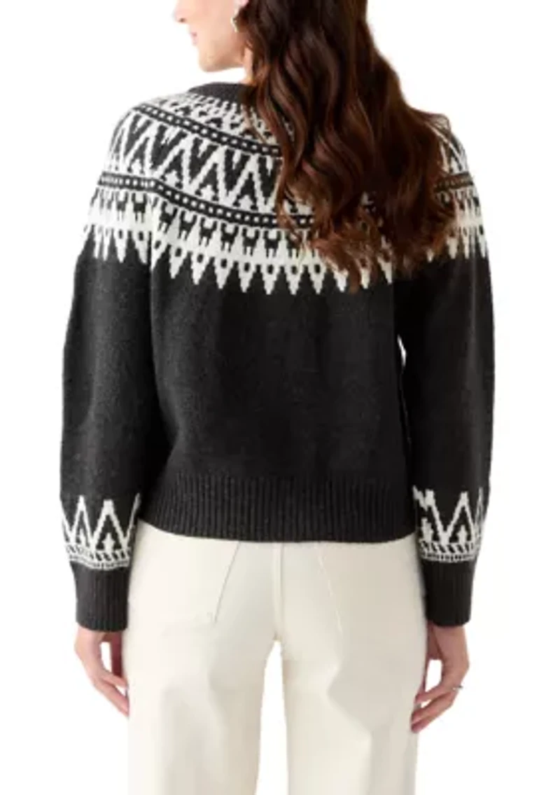Women's Fair Isle Crew Neck Cardigan