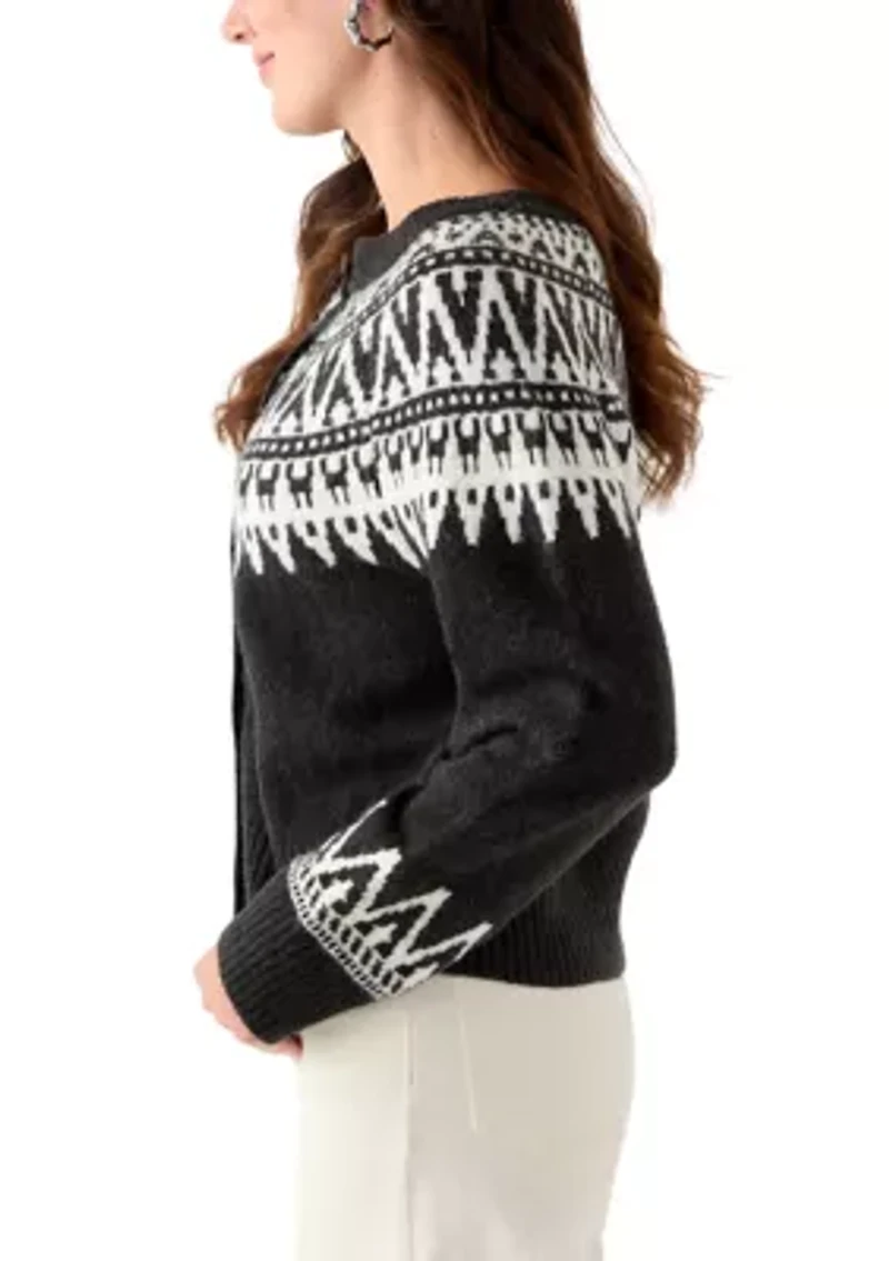 Women's Fair Isle Crew Neck Cardigan