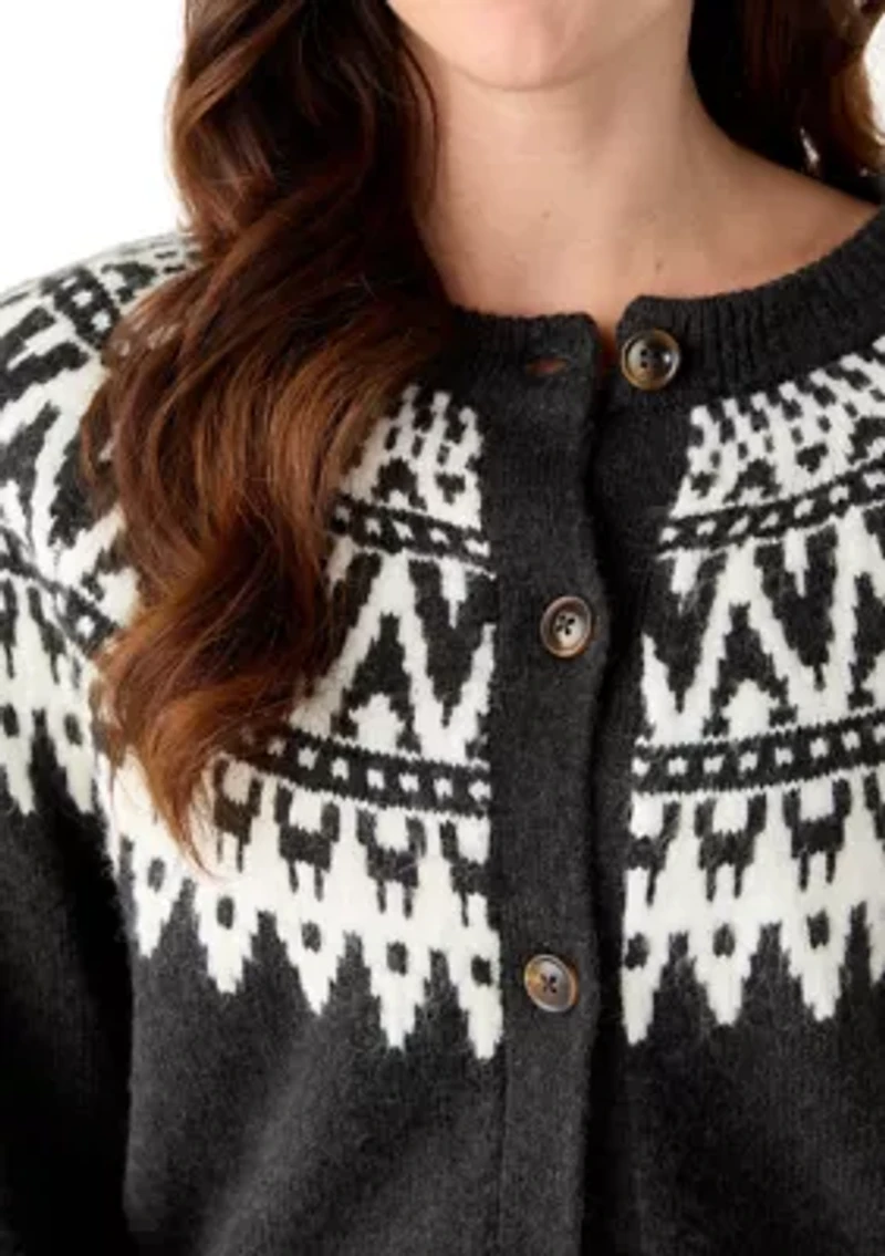 Women's Fair Isle Crew Neck Cardigan