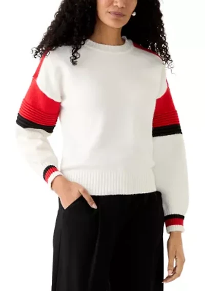 Women's Sporty Striped Crewneck Sweater