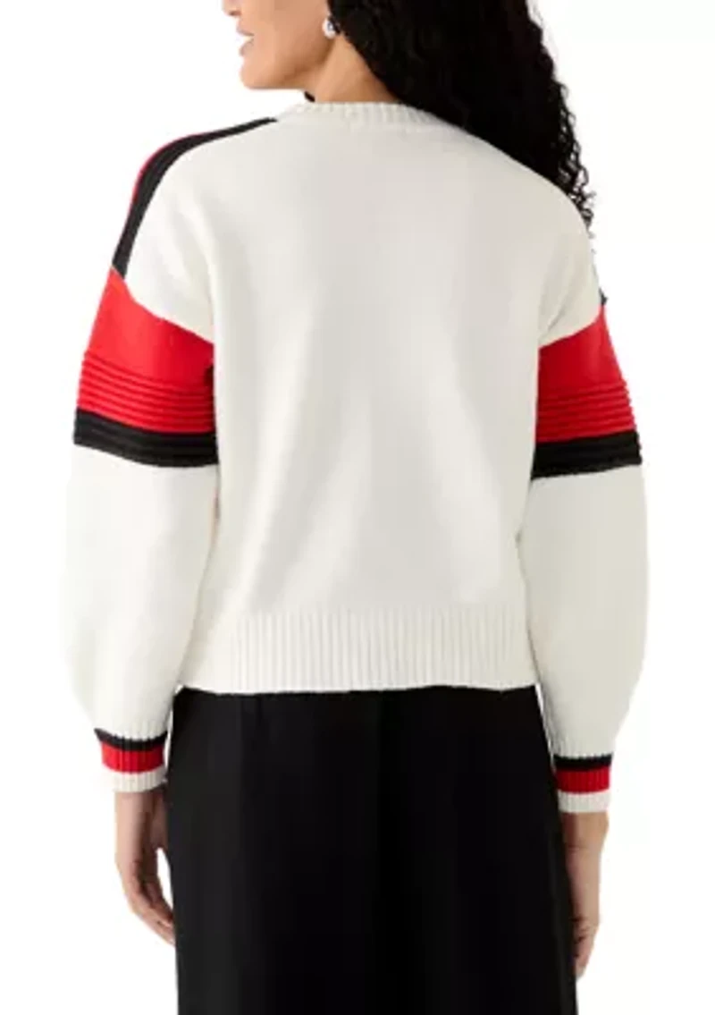 Women's Sporty Striped Crewneck Sweater