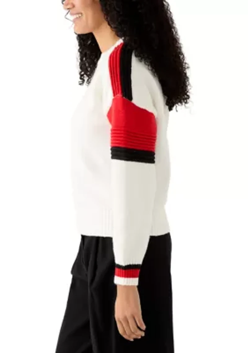 Women's Sporty Striped Crewneck Sweater