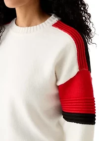Women's Sporty Striped Crewneck Sweater