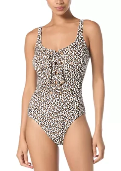 Lace Up One Piece Swimsuit